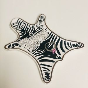 Charming Charlie black and white tiger print trinket tray dish